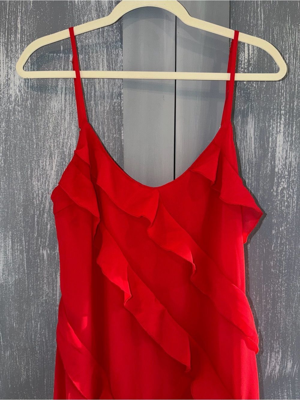 Commense Red Ruffle Maxi Dress NWT Size Large - Picture 8 of 9